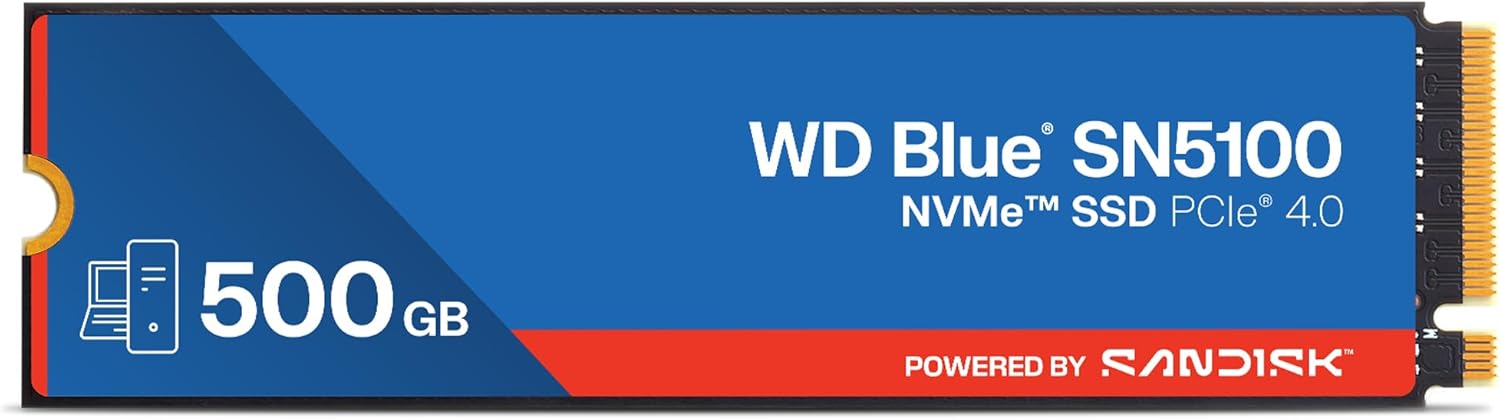 WD Blue SN5100 NVMe SSD 500 GB (6.600 MB/s Lesegeschwindigkeit, M.2 2280, PCIe Gen 4. — 500GB
